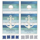 Turquoise Blue Distressed Wood Nautical Anchor