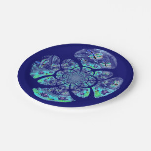 Turquoise Blue Dragonfly Patterned Paper Plate