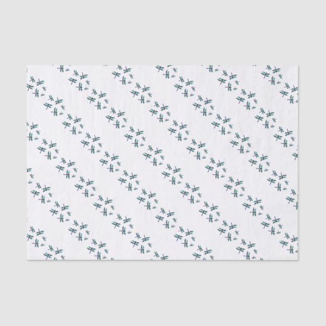 Turquoise Blue Dragonfly Patterned Tissue Paper (Front)