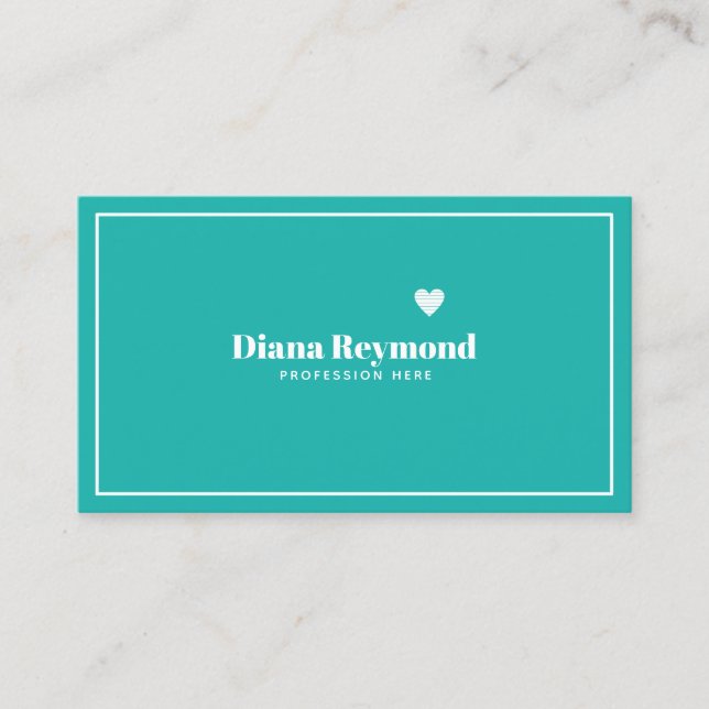 turquoise blue elegant professional business card (Front)