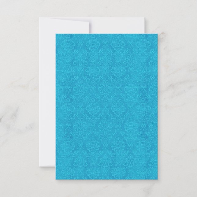 Turquoise Blue Embossed Look Wedding Damask DIY V3 (Front)