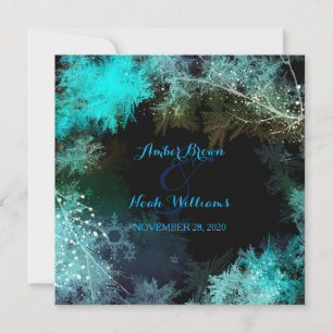 Turquoise Blue Evening Forest Wedding Invitation