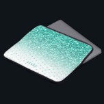 Turquoise-blue faux glitter ombre and dots pattern laptop sleeve<br><div class="desc">Modern trendy turquoise-blue faux glitter ombre with dots pattern and optional monogram.</div>
