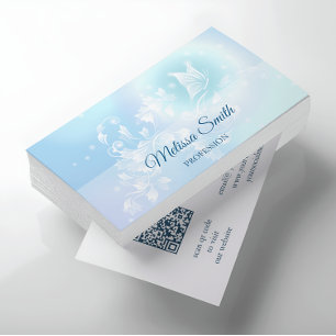 Turquoise Blue Floral Butterfly Business Card