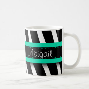 Turquoise Blue Floral Gem & Zebra Pattern Coffee Mug