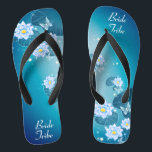 Turquoise Blue Floral Pattern Wedding Bride Tribe Flip Flops<br><div class="desc">This pretty something blue features elegant lotus flowers on the turquoise blue gradient background. They make a memorable gift for wedding party members: bride tribe, bridesmaids, mother of the bride, maid of honour... adding a stylish dose of glam to your wedding day, bachelorette party, or other celebration. ♥Customise it with your wording by...</div>