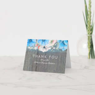 Turquoise Blue Floral Rustic Wedding Thank You
