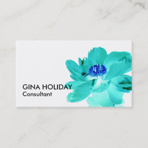 turquoise blue flower business card