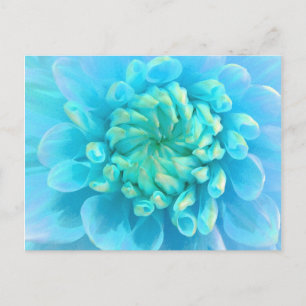 Turquoise Blue Flower in Watercolor Postcard