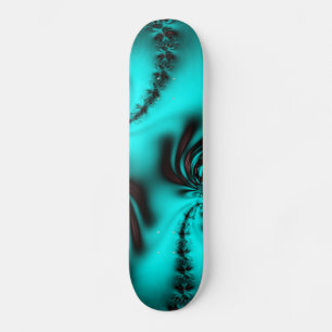 Turquoise Blue Fractal Skateboard