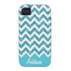 Turquoise Blue Glitter Chevron Name BLING Case
