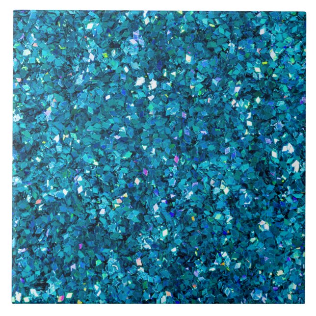 Turquoise-Blue Glitter effect Tile (Front)