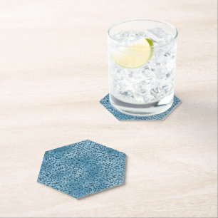 Turquoise Blue Glitter Leopard Print         Paper Coaster