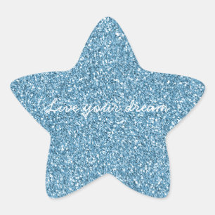 Turquoise Blue Glitter Star Sticker