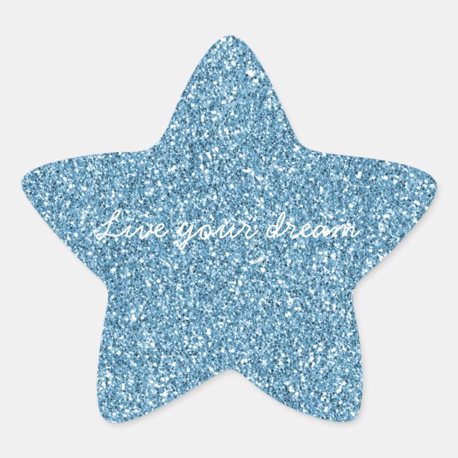 Turquoise Blue Glitter Star Sticker (Front)
