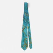 Turquoise blue Gold Foil Marble Stone Rock Tie (Front)