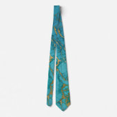 Turquoise blue Gold Foil Marble Stone Rock Tie (Back)