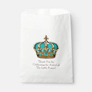 Turquoise Blue Gold Prince Baby Shower Favour Bags
