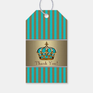 Turquoise Blue Gold Prince Gift Tags