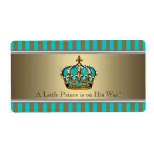 Turquoise Blue Gold Prince Water Bottle Labels