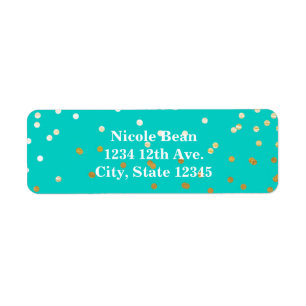 Turquoise Blue & Gold Shiny Confetti Dots Modern