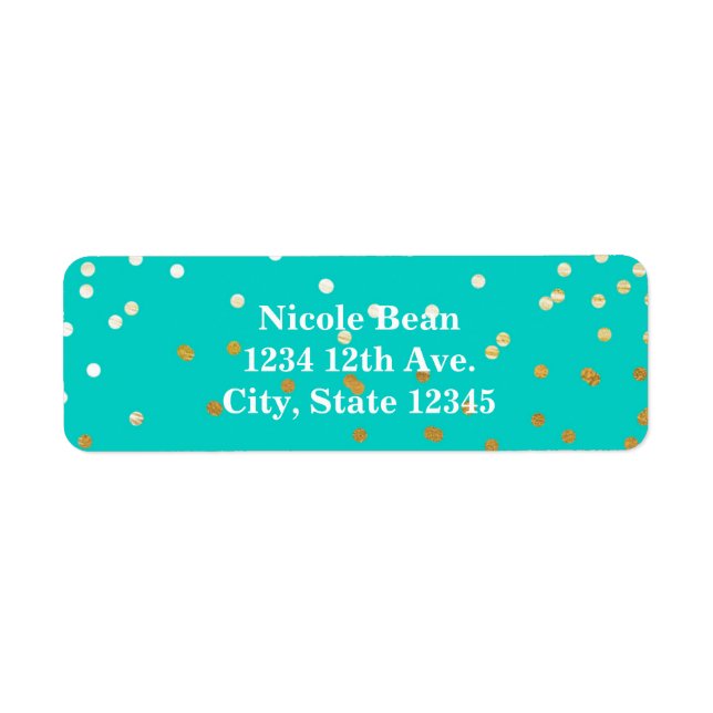 Turquoise Blue & Gold Shiny Confetti Dots Modern (Front)