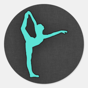 Turquoise; Blue Green Ballet Dancer Classic Round Sticker