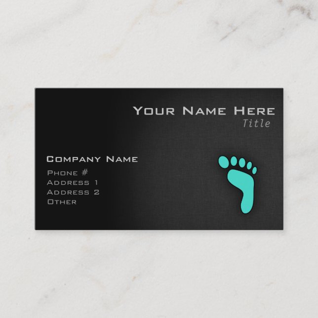 Turquoise, Blue-Green Footprint Business Card (Front)