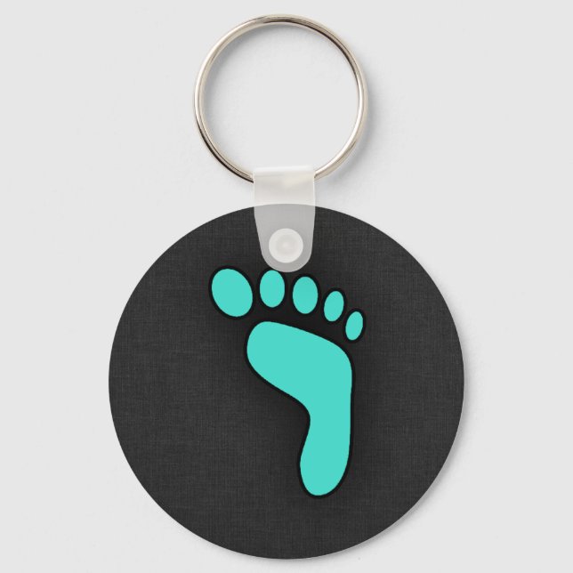 Turquoise, Blue-Green Footprint Key Ring (Front)