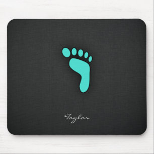 Turquoise, Blue-Green Footprint Mouse Mat