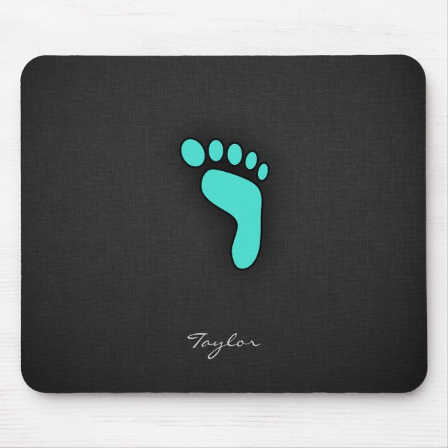 Turquoise, Blue-Green Footprint Mouse Mat (Front)