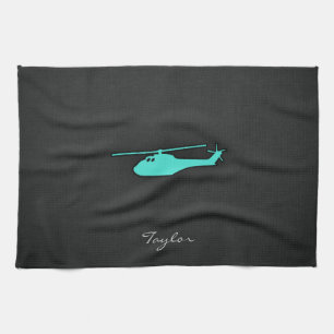 Turquoise; Blue Green Helicopter Tea Towel