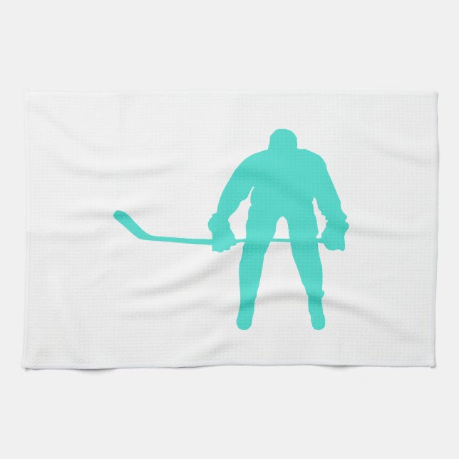 Turquoise; Blue Green Hockey Tea Towel (Horizontal)