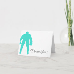 Turquoise; Blue Green Hockey Thank You Card