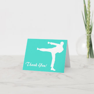 Turquoise; Blue Green Martial Arts Thank You Card