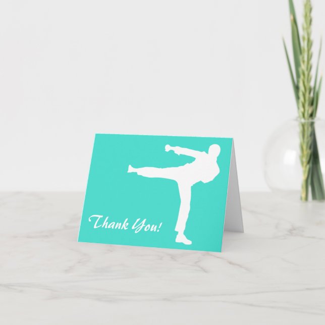Turquoise; Blue Green Martial Arts Thank You Card (Front)