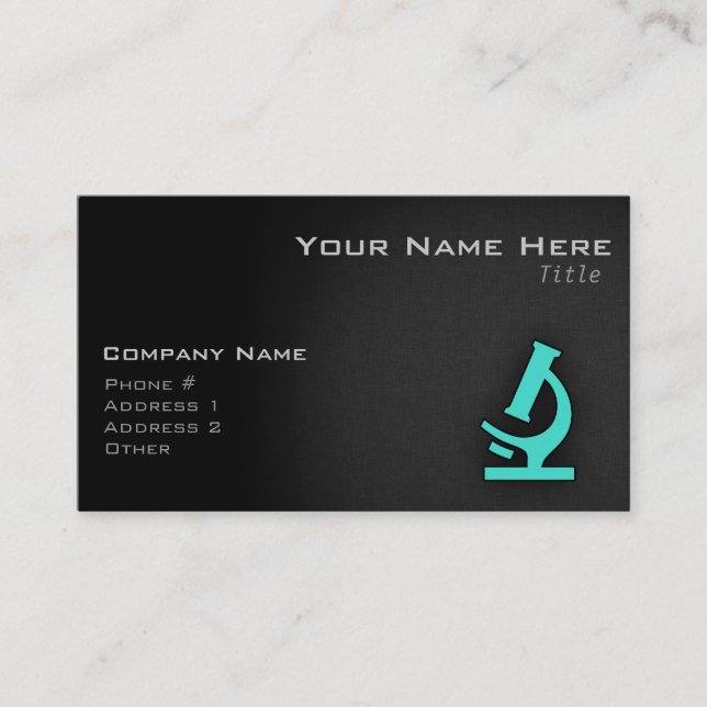 Turquoise; Blue Green Microscope Business Card (Front)