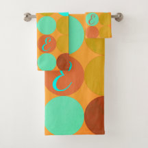 Turquoise Blue Green & Orange Circles Monogram