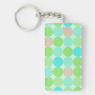 Turquoise Blue Green & Orange Circles Monogram Key Ring