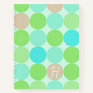 Turquoise Blue Green & Orange Circles Monogram Notebook