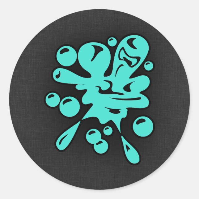 Turquoise; Blue Green Paintball Classic Round Sticker (Front)