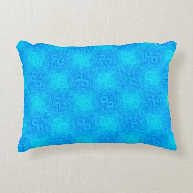 Turquoise Blue Green Pattern Decorative Cushion (Front)