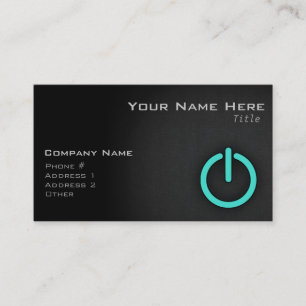 Turquoise, Blue-Green Power Button Business Card