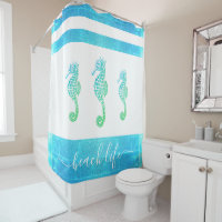 Turquoise blue green seahorse beach life script