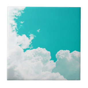 Turquoise Blue Green Sky Clouds Tile