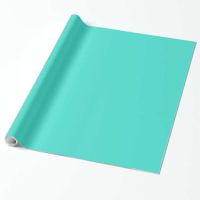 Turquoise Blue-Green Solid Colour Wrapping Paper (Unrolled)