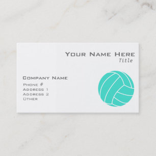 Turquoise; Blue Green Volleyball Business Card
