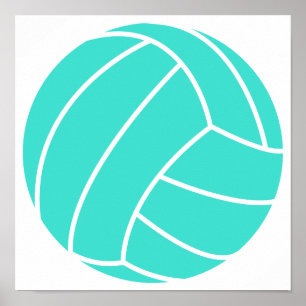 Turquoise; Blue Green Volleyball Poster