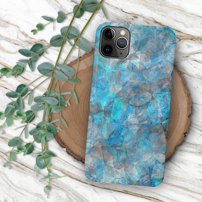 Turquoise Blue Grey Polygon Mosaic Art Pattern iPhone Case (Creator Uploaded)