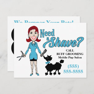 Turquoise Blue Humourous Need a Shave Groomer Post Postcard